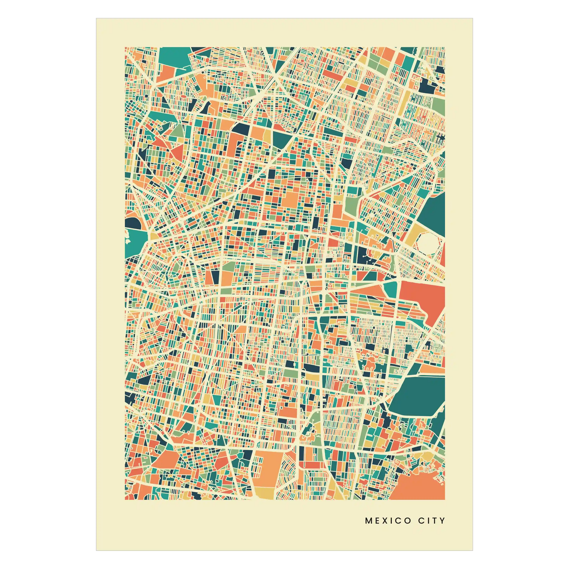 Mexico City Stadtkarte Poster – Polychroma Modern Art Print