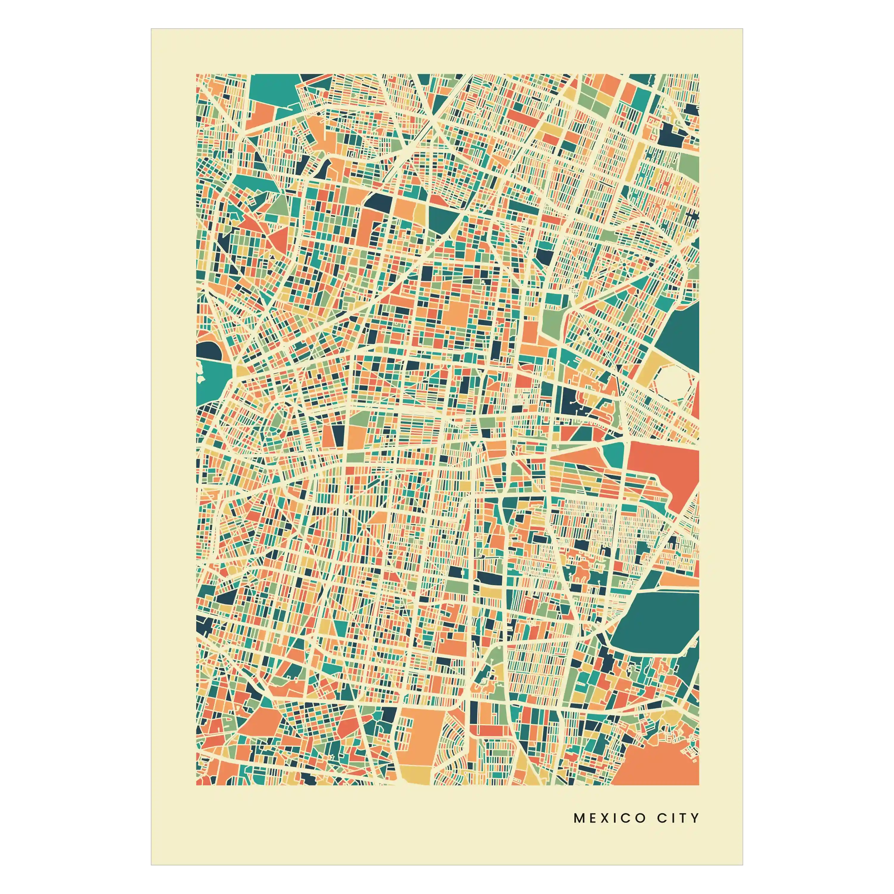 Mexico City Stadtkarte Poster – Polychroma Modern Art Print