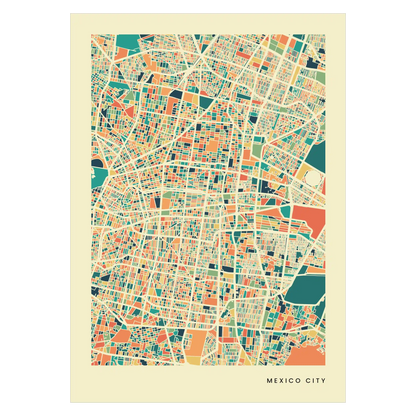 Mexico City Stadtkarte Poster – Polychroma Modern Art Print