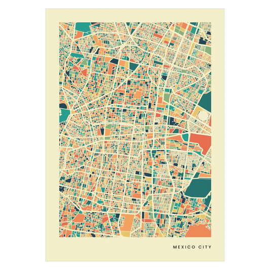 Mexico City Stadtkarte Poster – Polychroma Modern Art Print