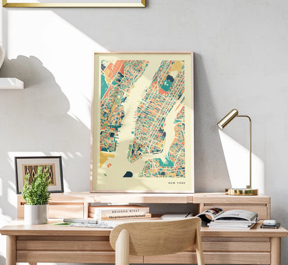 New York Stadtkarte Poster – Polychroma Modern Art Print
