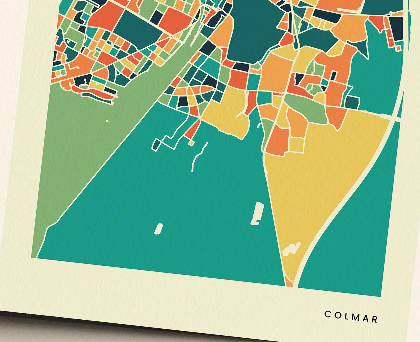 Colmar Stadtkarte Poster – Polychroma Modern Art Print