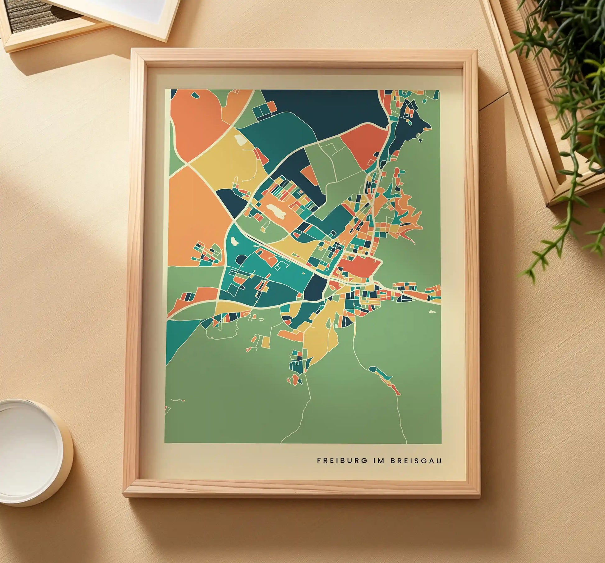 Freiburg im Breisgau Stadtkarte Poster – Polychroma Modern Art Print