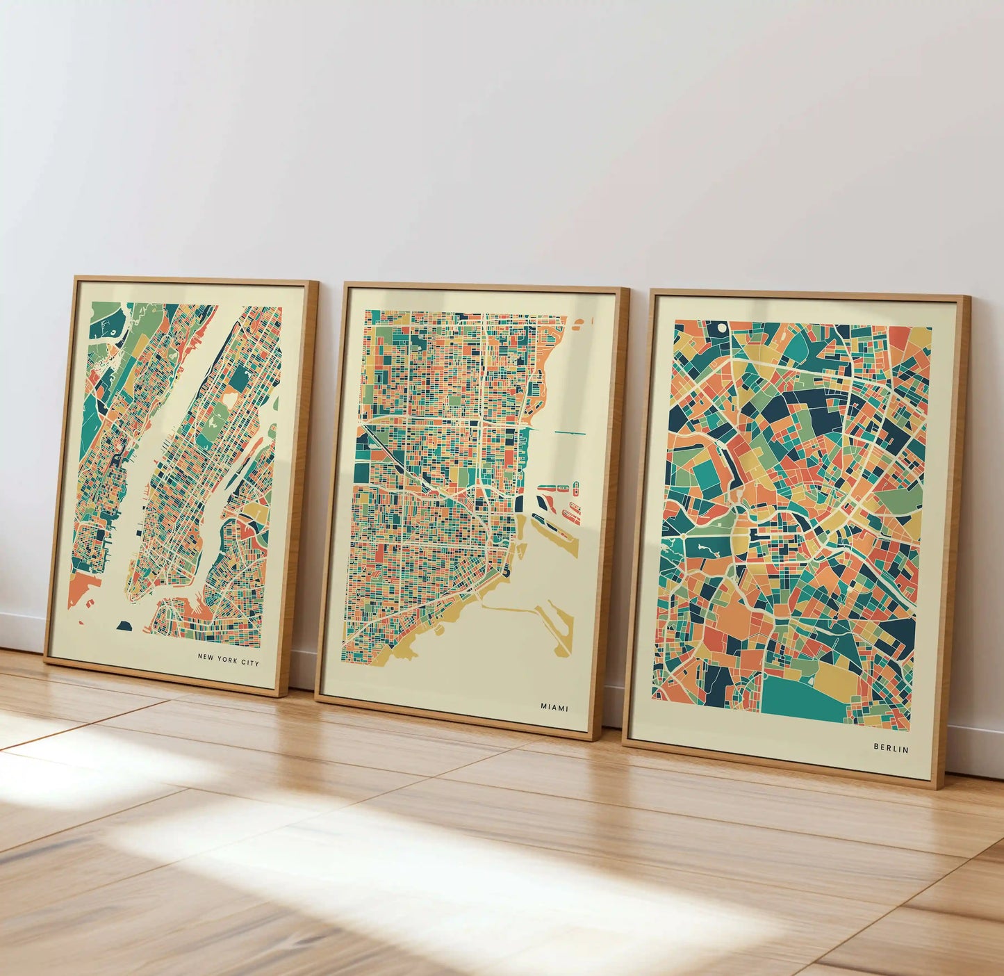 Miami Stadtkarte Poster – Polychroma Modern Art Print