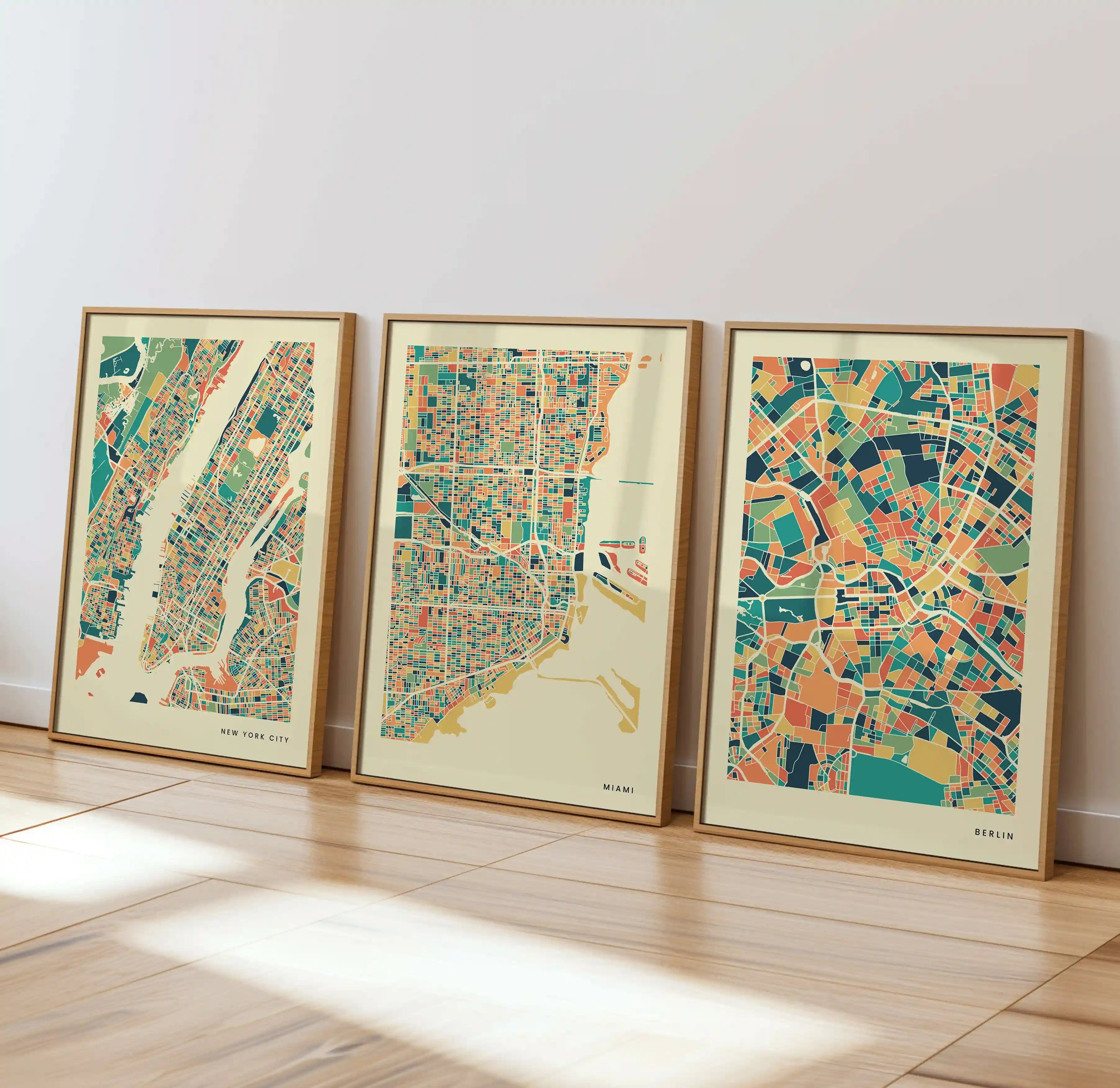 Miami Stadtkarte Poster – Polychroma Modern Art Print