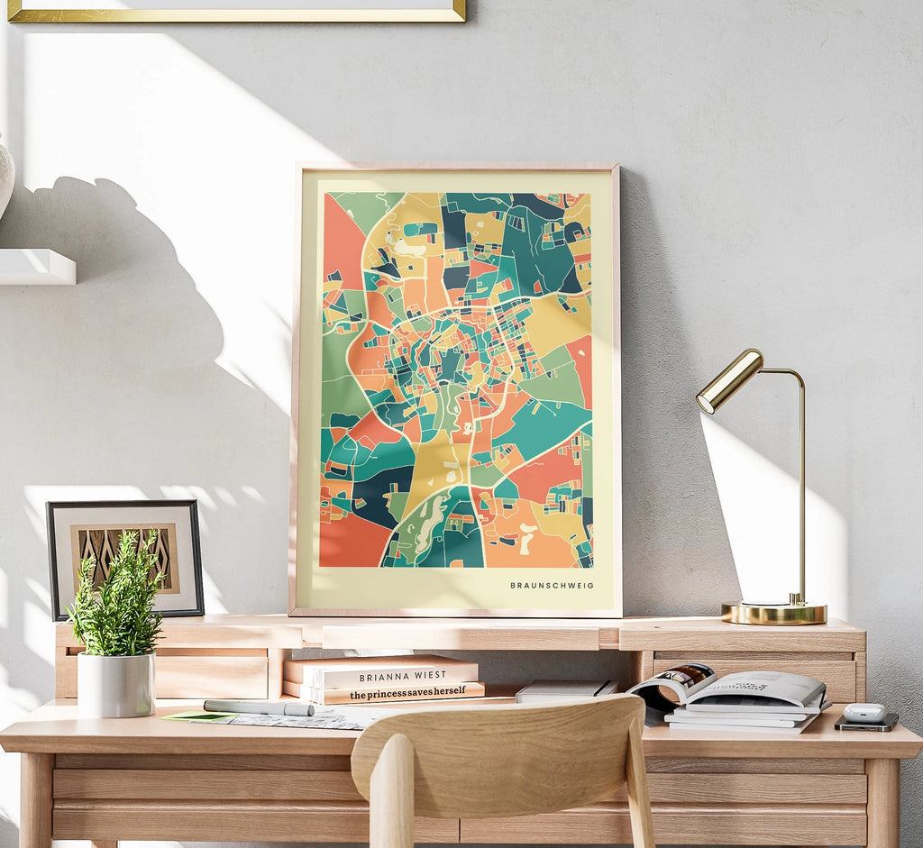 Braunschweig Stadtkarte Poster – Polychroma Modern Art Print