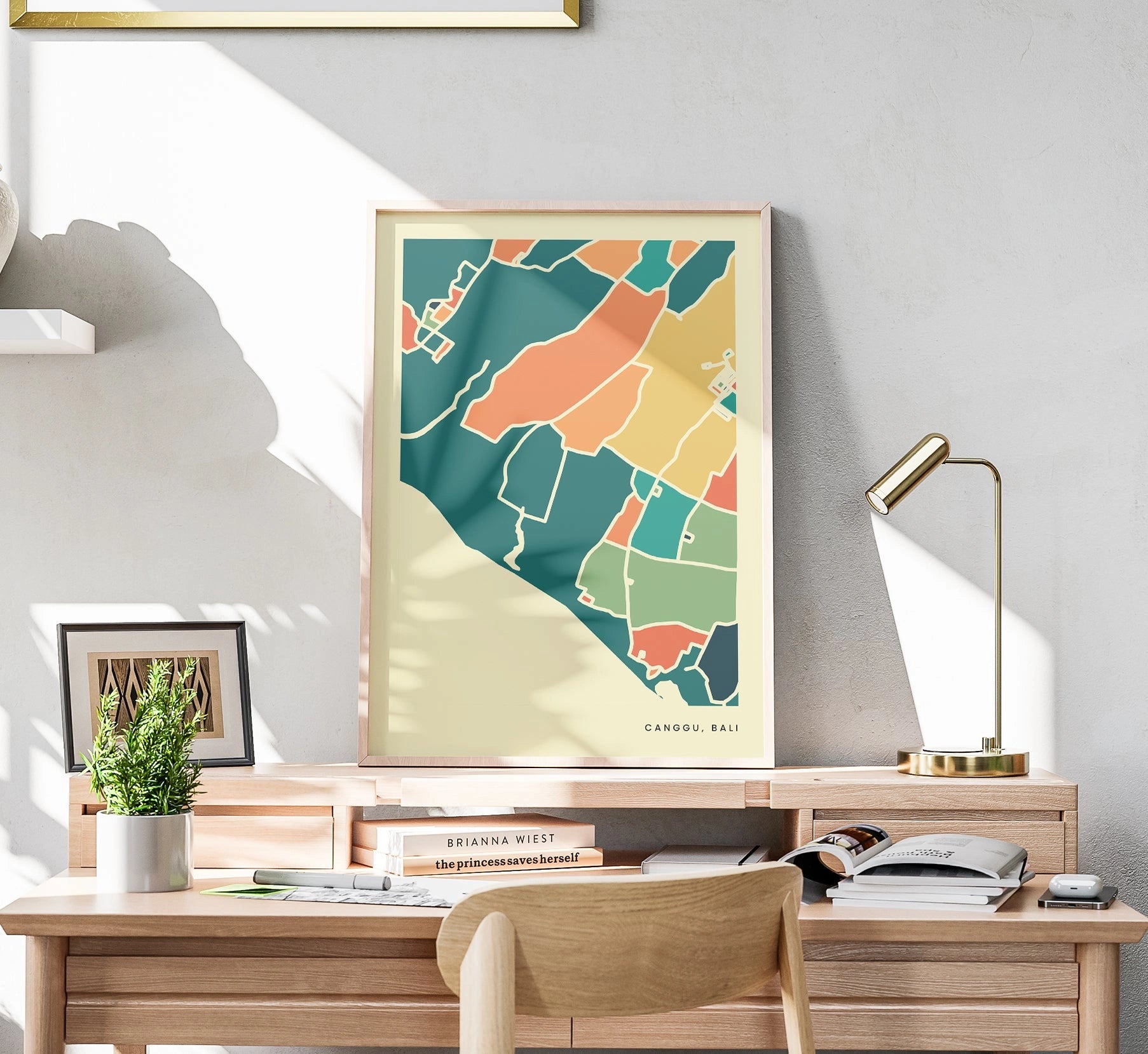 Canggu Bali Stadtkarte Poster – Polychroma Modern Art Print