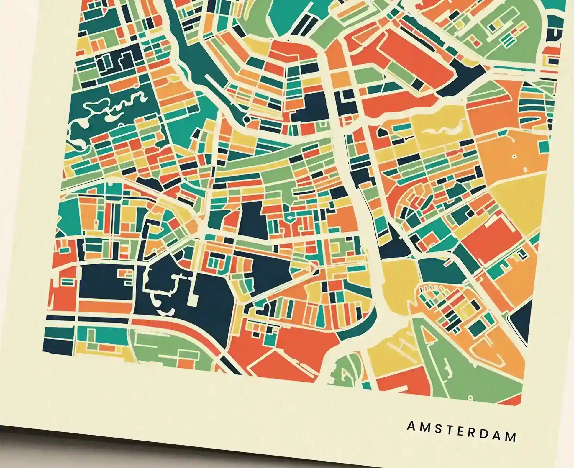Amsterdam Stadtkarte Poster – Polychroma Modern Art Print