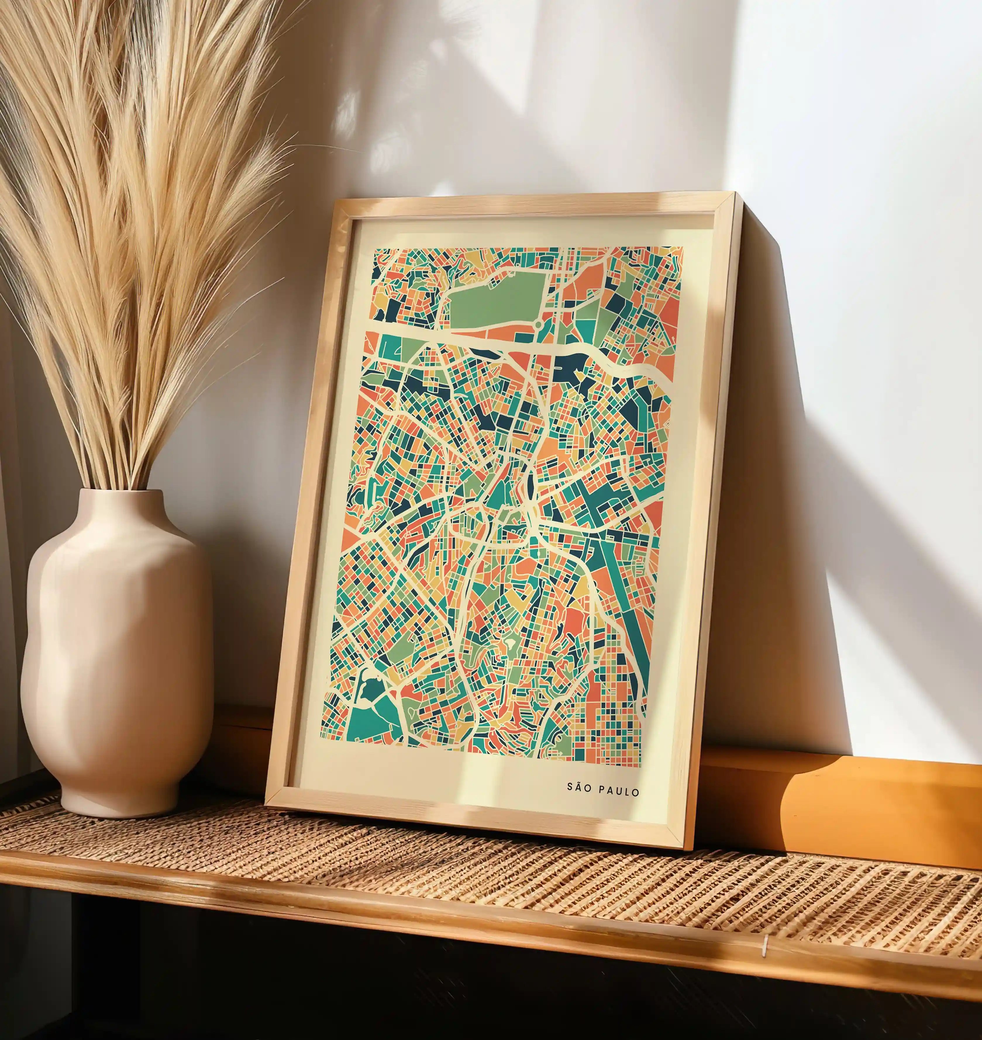 São Paulo Stadtkarte Poster - Polychroma Stadtplan Modern Art Print Stadtkarte Poster – Polychroma Modern Art Print