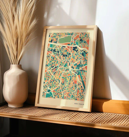 São Paulo Stadtkarte Poster - Polychroma Stadtplan Modern Art Print Stadtkarte Poster – Polychroma Modern Art Print