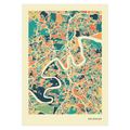 Brisbane Stadtkarte Poster – Polychroma Modern Art Print