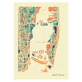 Miami Beach Stadtkarte Poster – Polychroma Modern Art Print