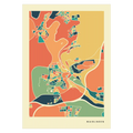 Waiblingen Stadtkarte Poster – Polychroma Modern Art Print