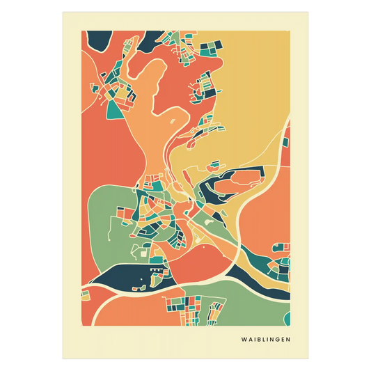 Waiblingen Stadtkarte Poster – Polychroma Modern Art Print