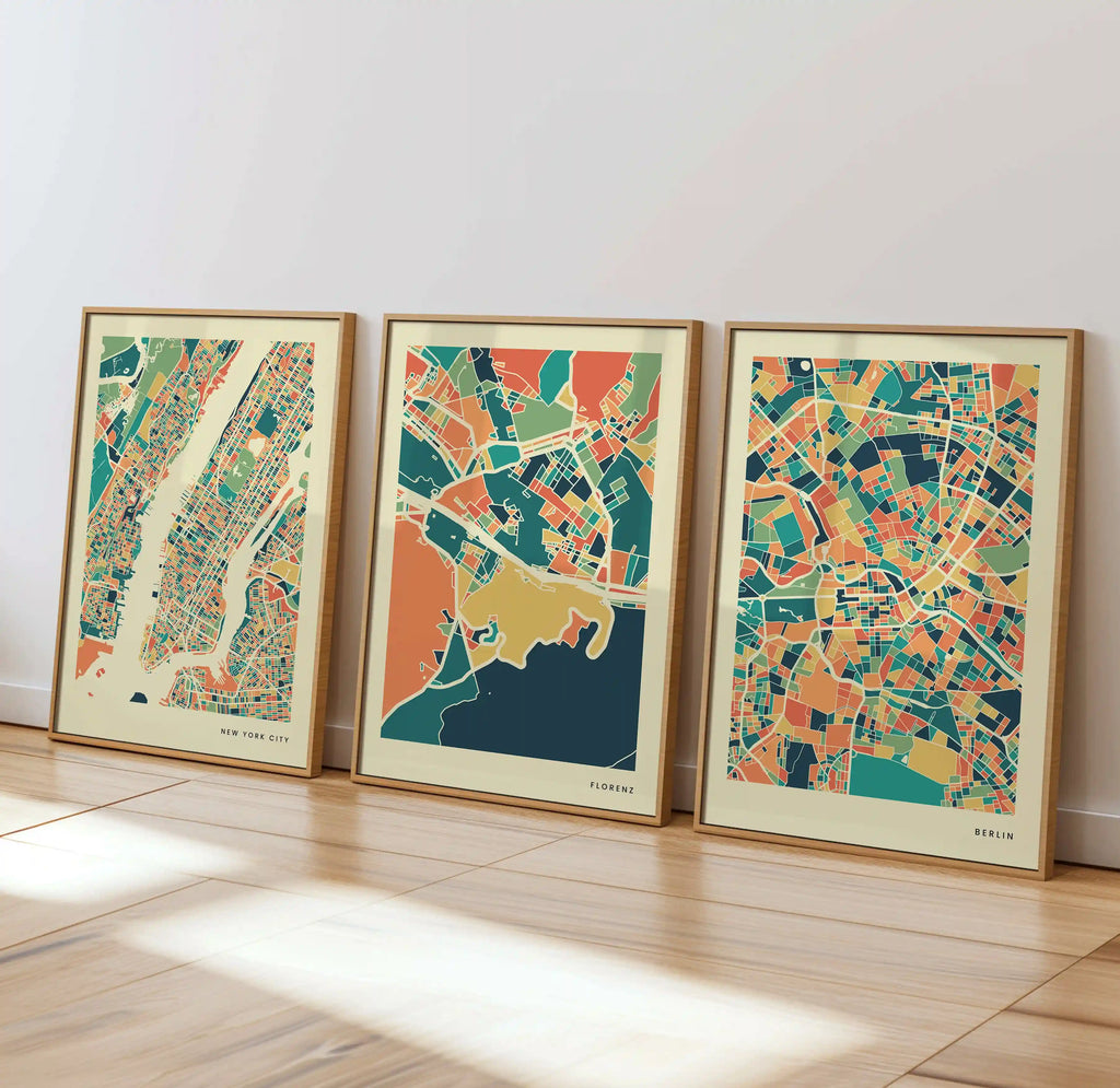 Florenz Stadtkarte Poster – Polychroma Modern Art Print