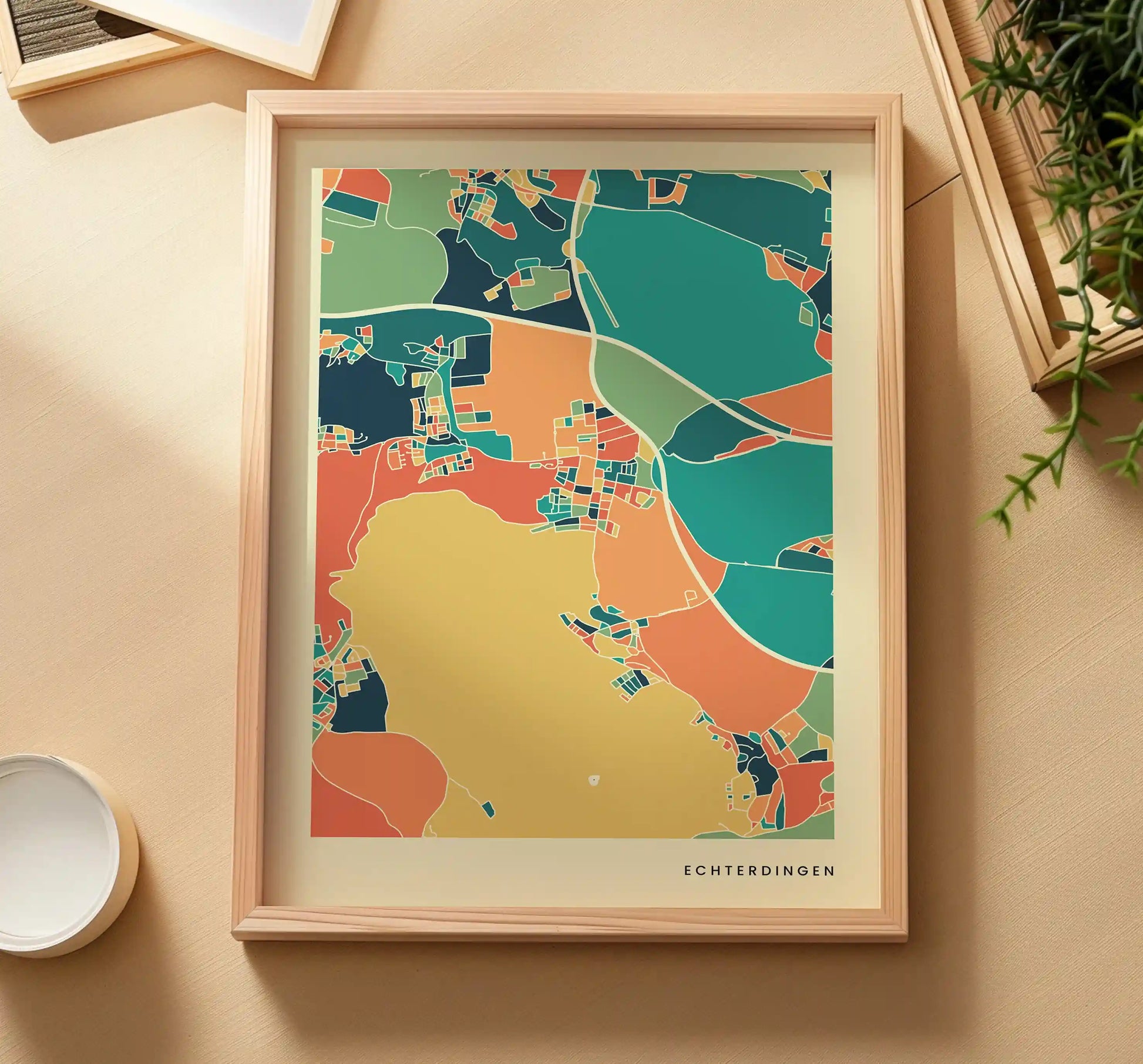 Echterdingen Stadtkarte Poster – Polychroma Modern Art Print