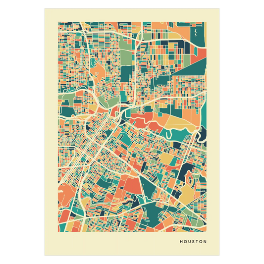 Houston Stadtkarte Poster – Polychroma Modern Art Print
