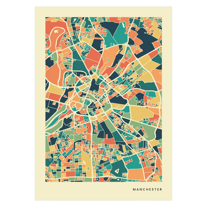 Manchester Stadtkarte Poster – Polychroma Modern Art Print