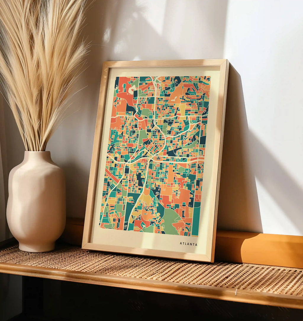 Atlanta Stadtkarte Poster – Polychroma Modern Art Print