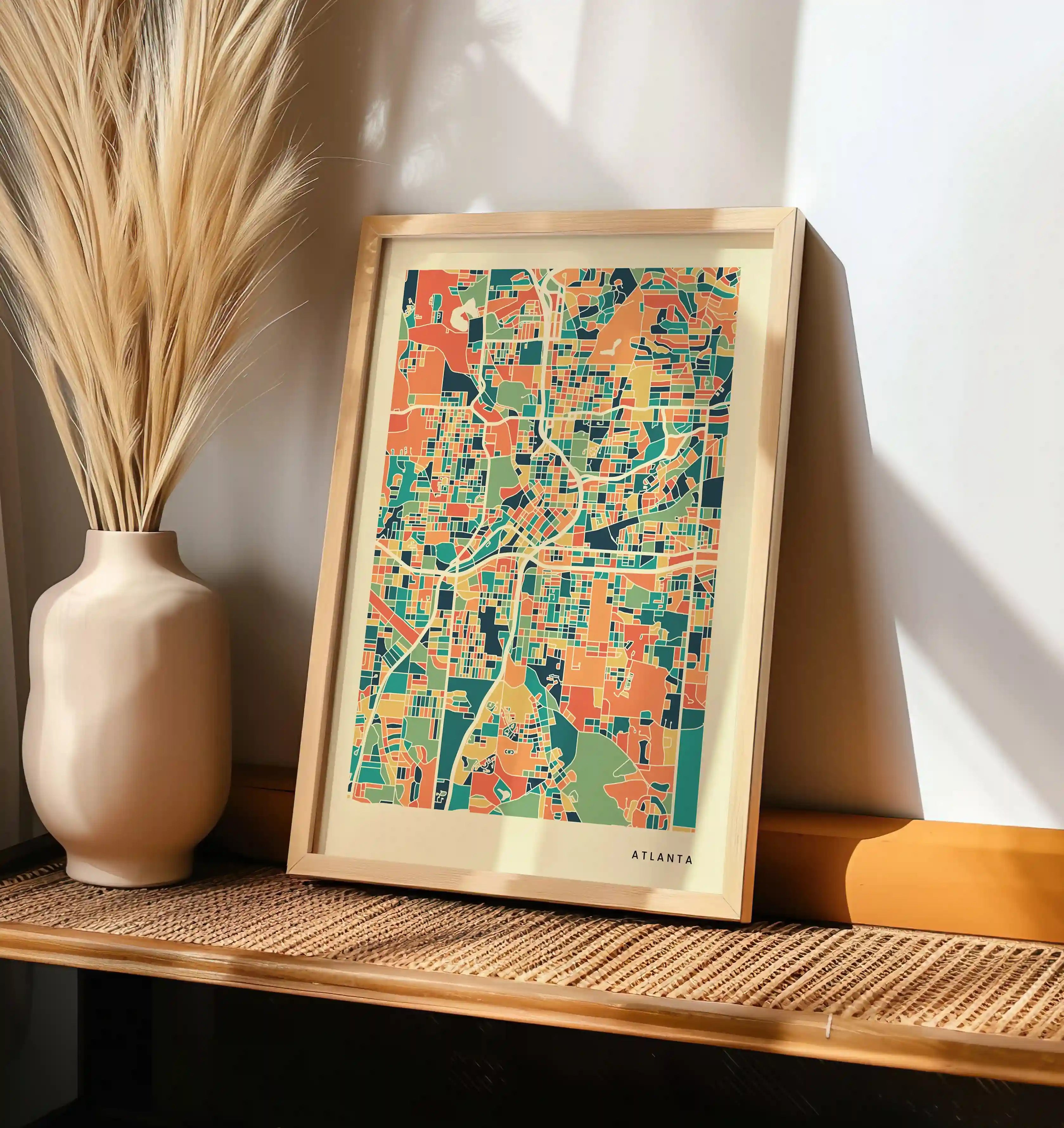 Atlanta Stadtkarte Poster – Polychroma Modern Art Print