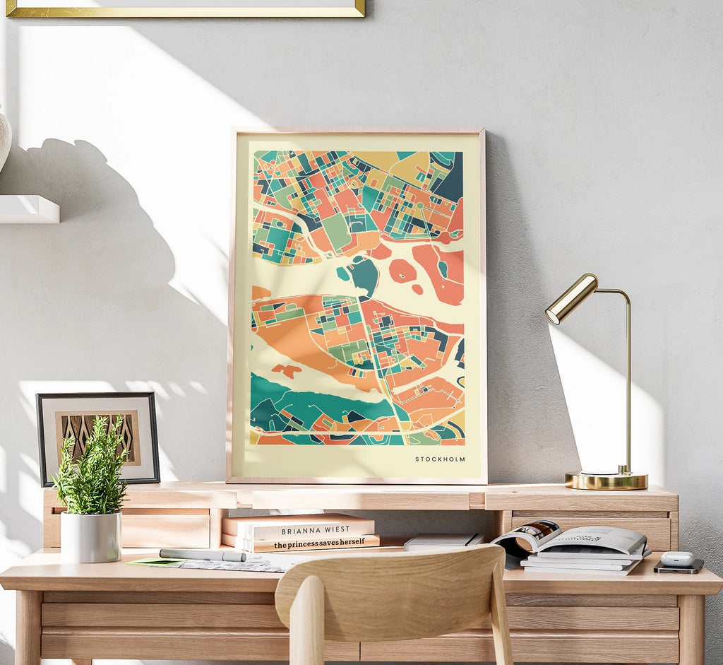 Stockholm Stadtkarte Poster – Polychroma Modern Art Print