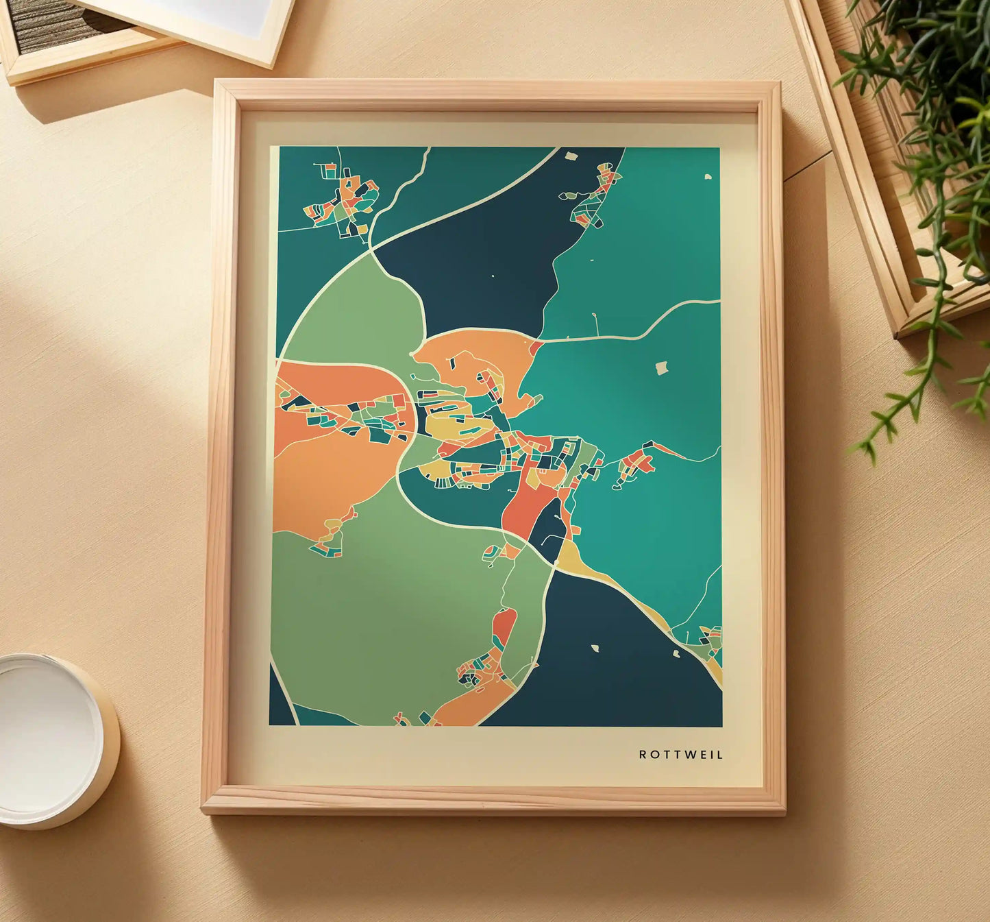 Rottweil Stadtkarte Poster – Polychroma Modern Art Print