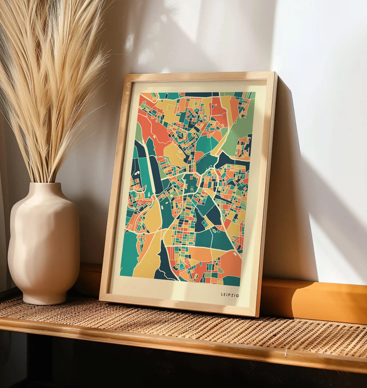 Leipzig Stadtkarte Poster – Polychroma Modern Art Print