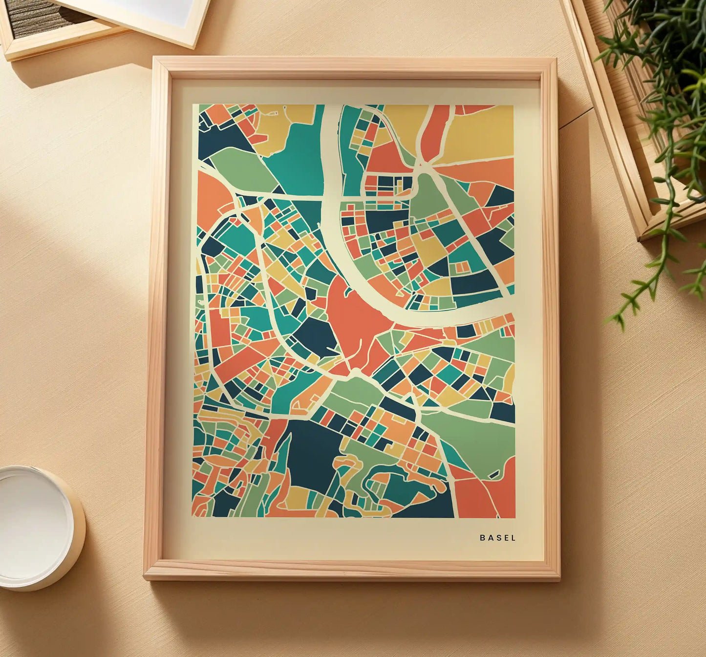 Basel Stadtkarte Poster – Polychroma Modern Art Print