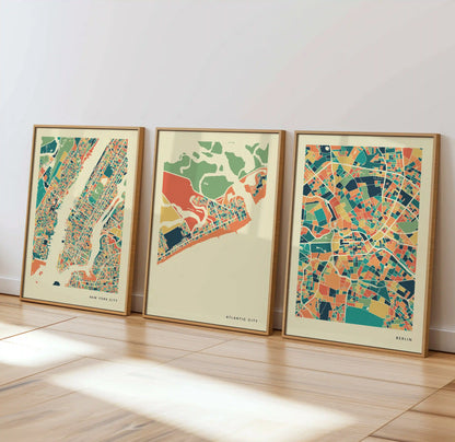 Atlantic City Stadtkarte Poster – Polychroma Modern Art Print