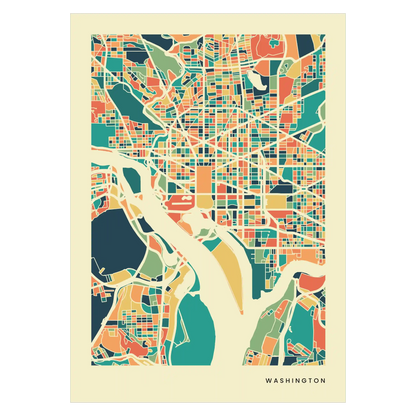 Washington Stadtkarte Poster – Polychroma Modern Art Print