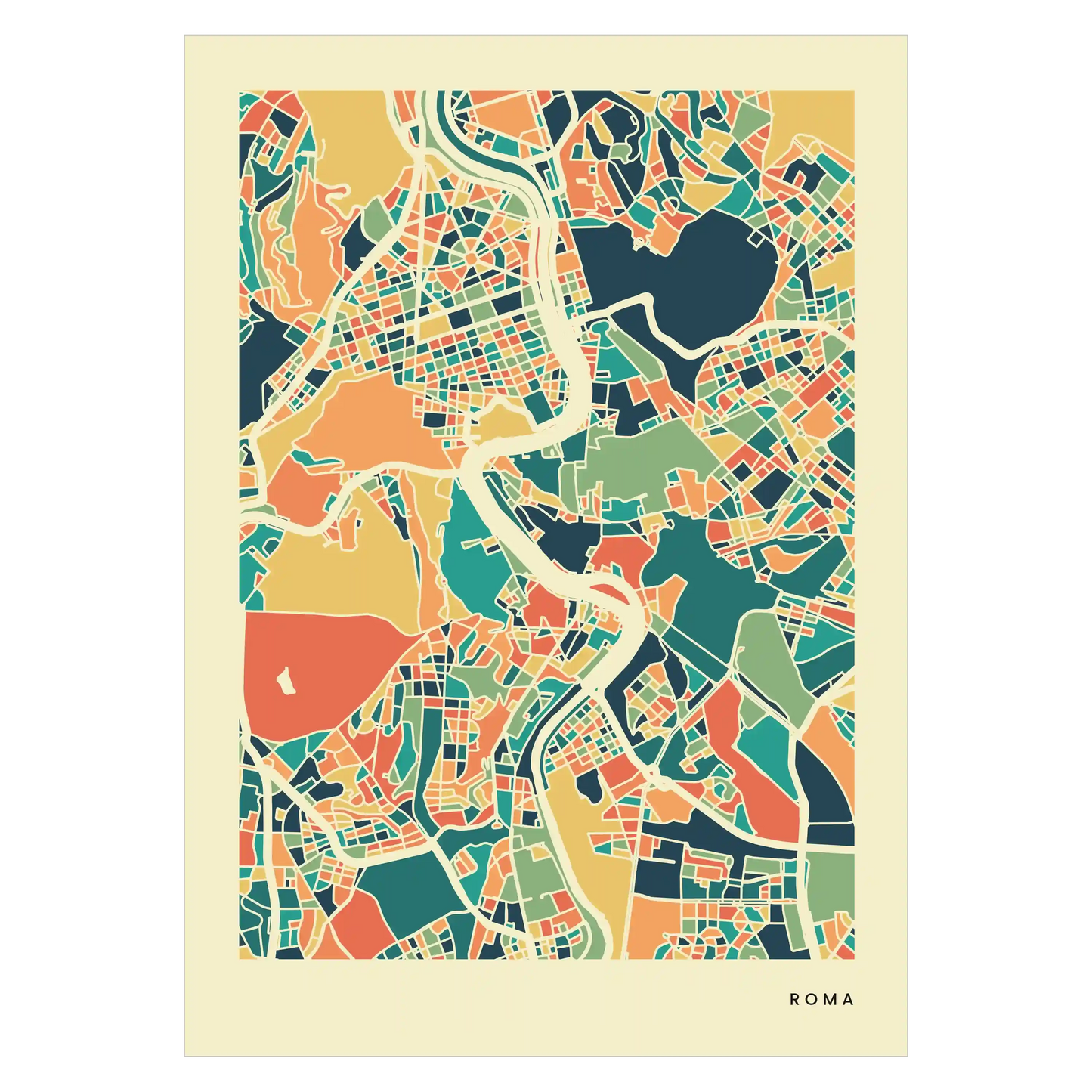 Roma Stadtkarte Poster – Polychroma Modern Art Print