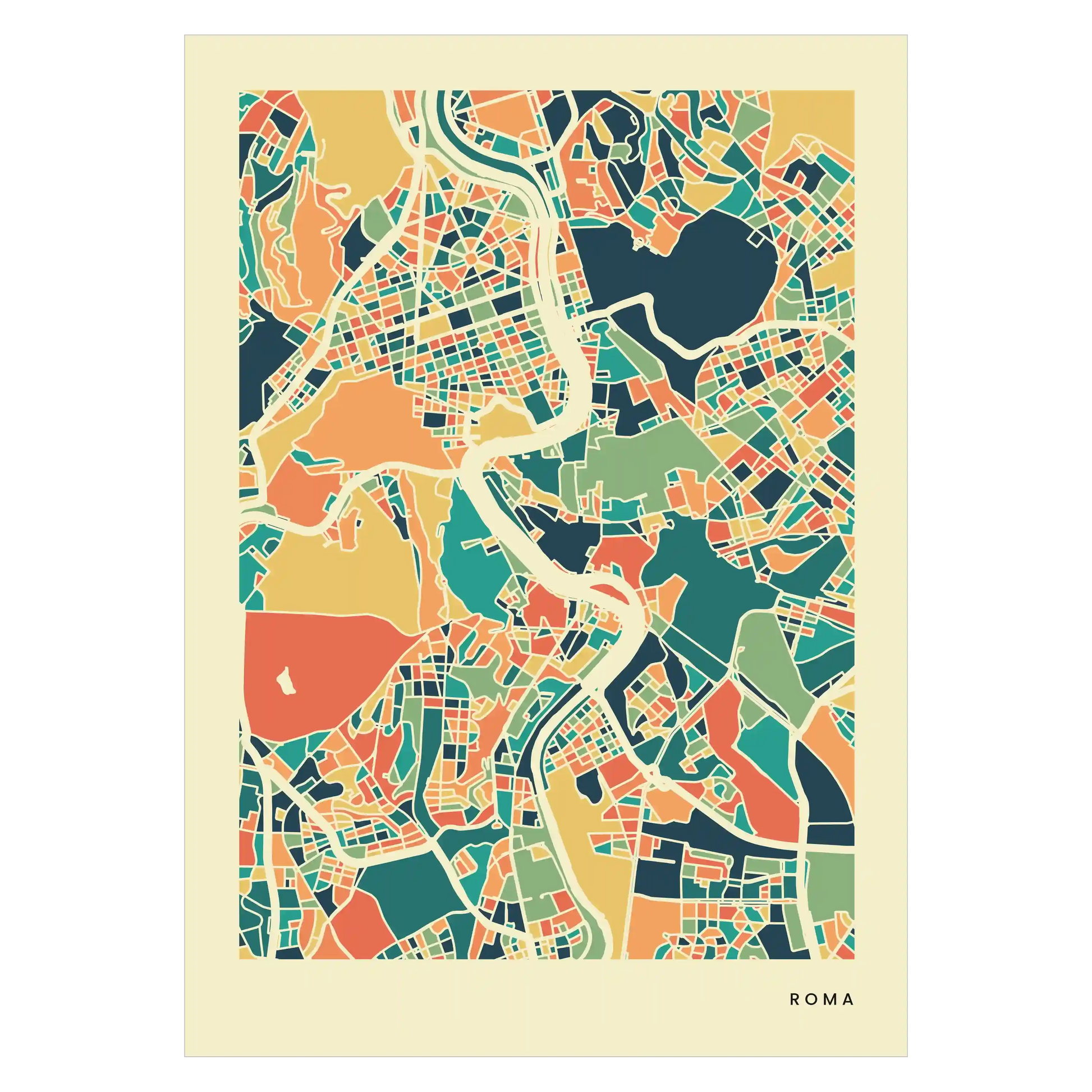 Roma Stadtkarte Poster – Polychroma Modern Art Print