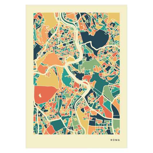 Roma Stadtkarte Poster – Polychroma Modern Art Print