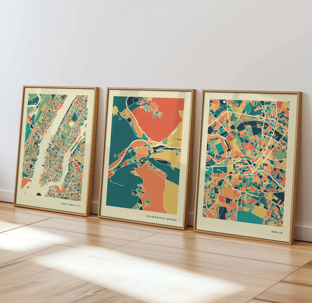 Schwäbisch Gmünd Stadtkarte Poster – Polychroma Modern Art Print