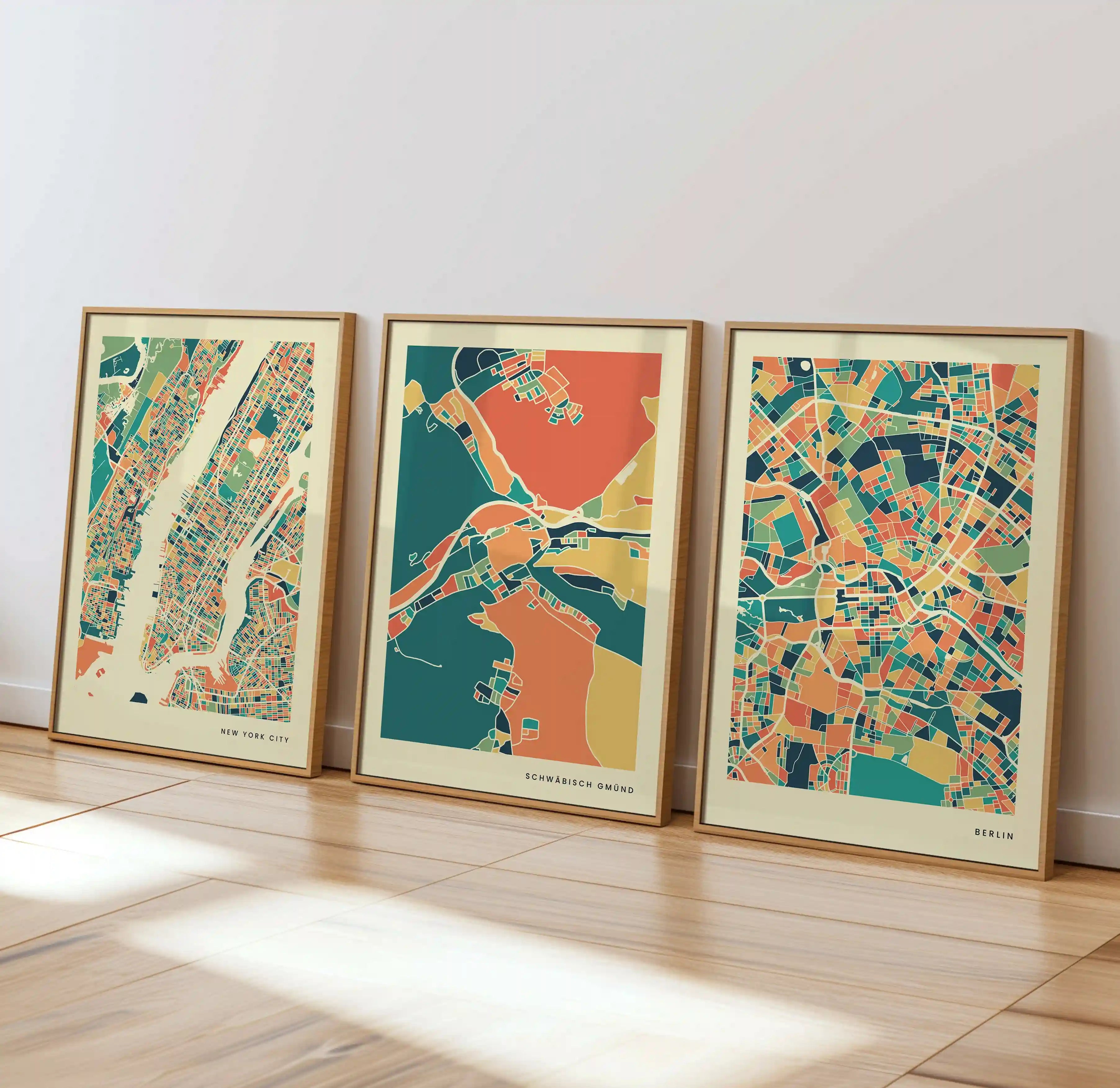 Schwäbisch Gmünd Stadtkarte Poster – Polychroma Modern Art Print
