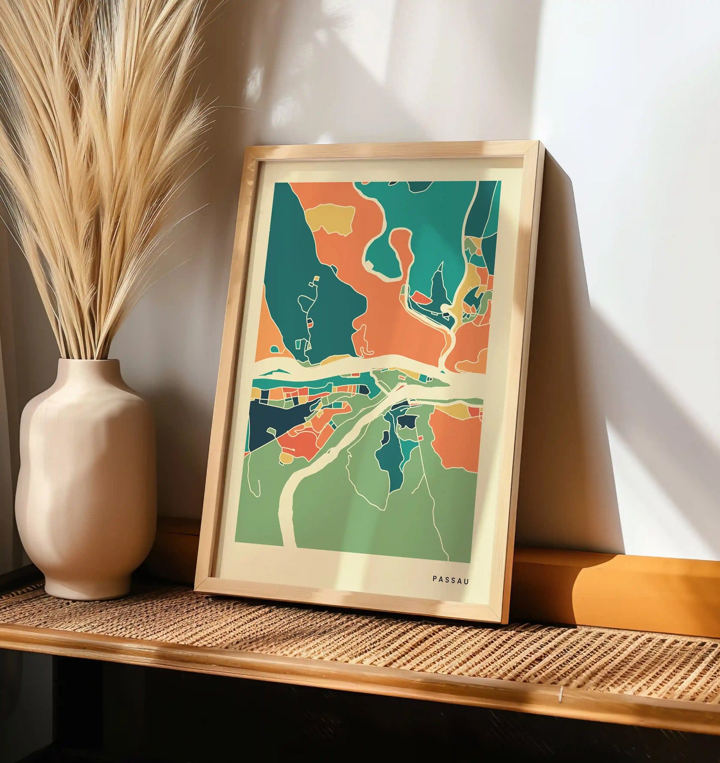 Passau Stadtkarte Poster – Polychroma Modern Art Print