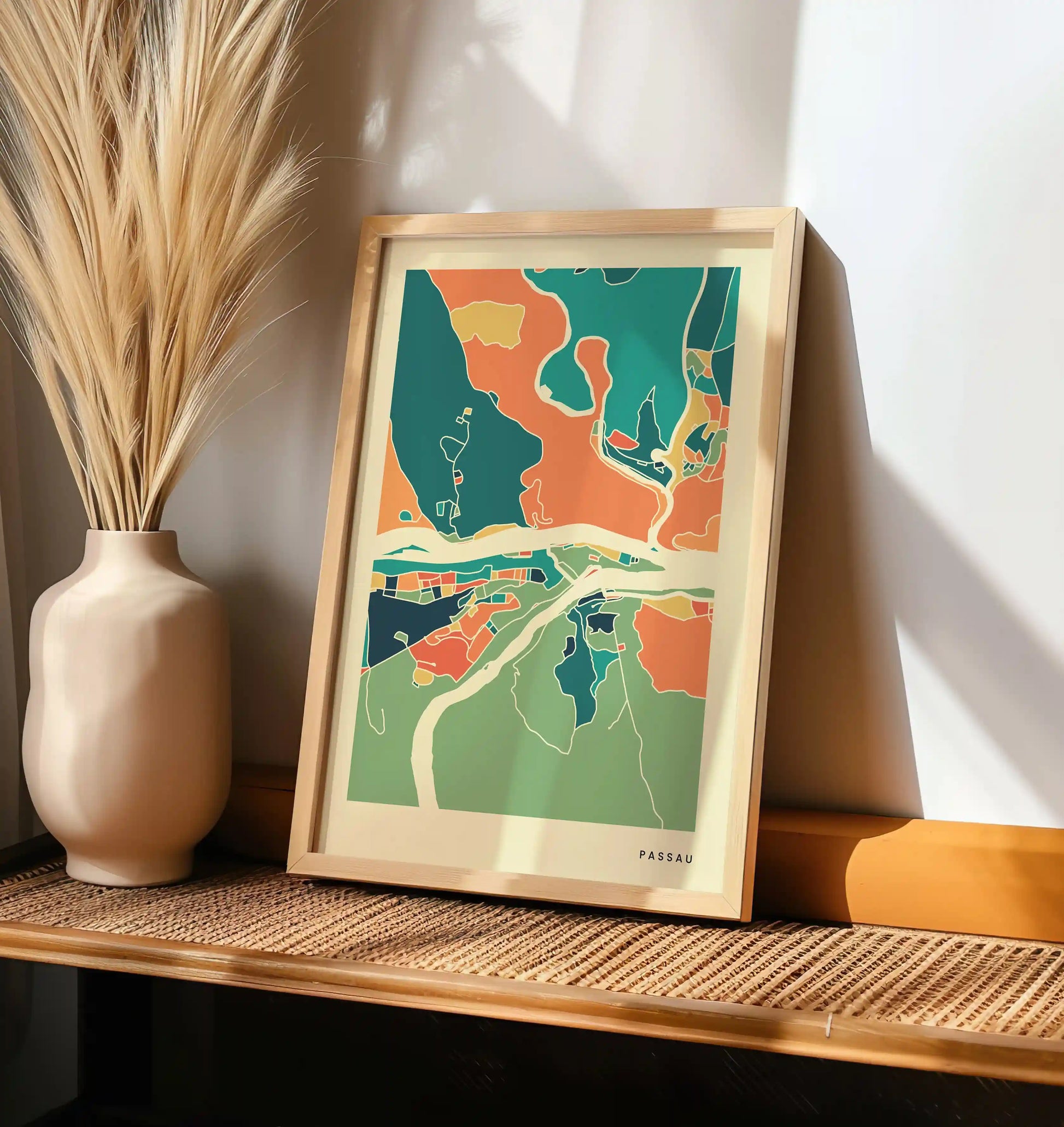 Passau Stadtkarte Poster – Polychroma Modern Art Print