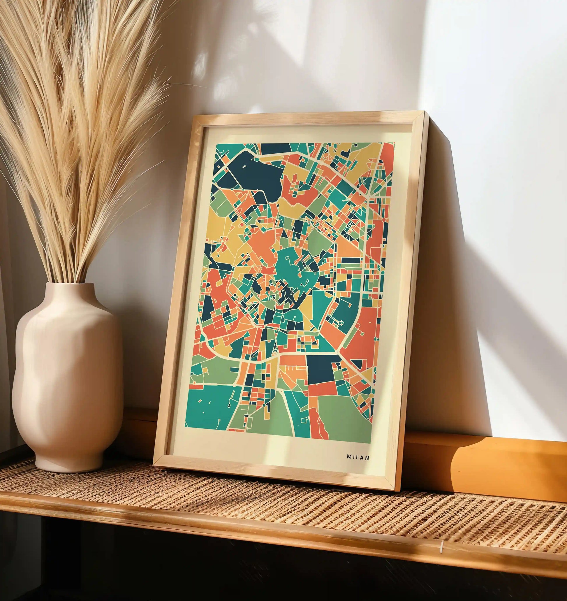 Milan Stadtkarte Poster – Polychroma Modern Art Print