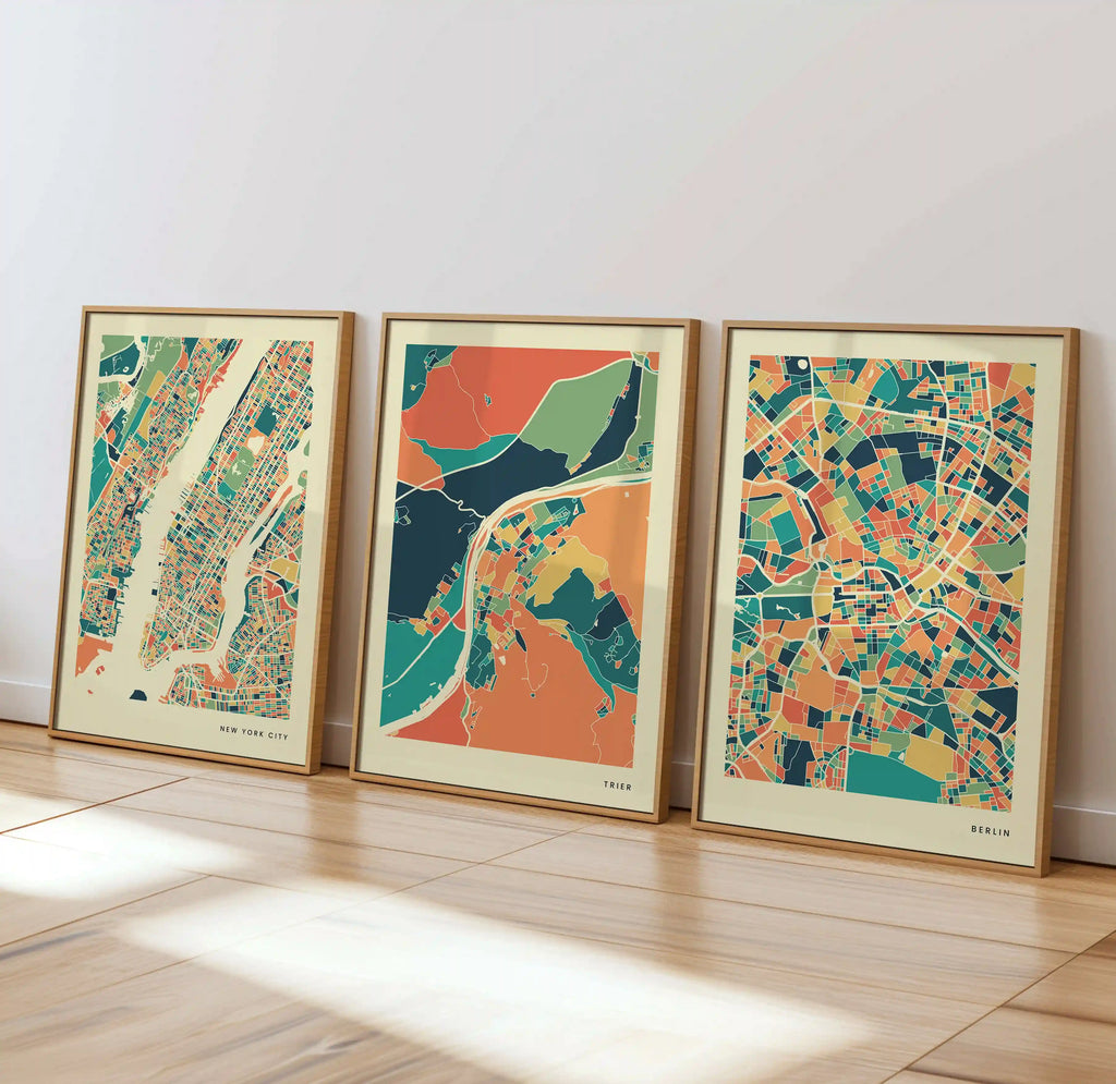 Trier Stadtkarte Poster – Polychroma Modern Art Print