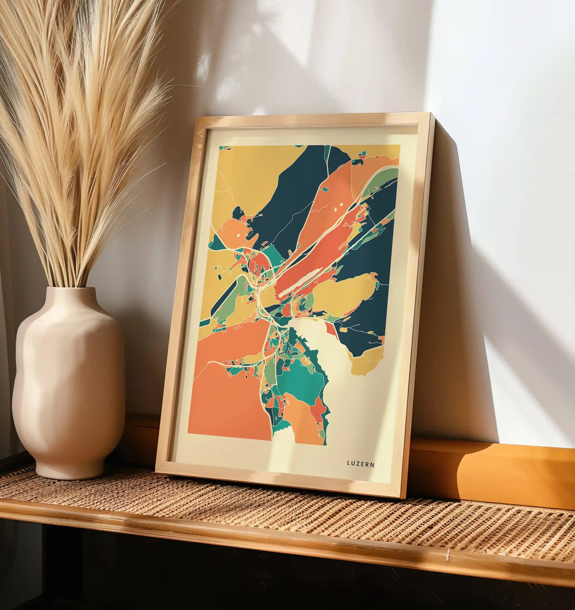 Luzern Stadtkarte Poster – Polychroma Modern Art Print