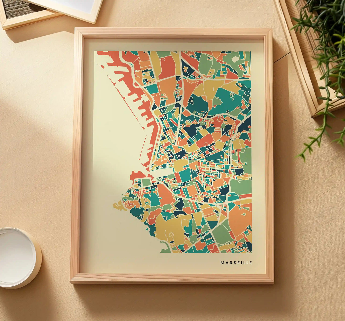 Marseille Stadtkarte Poster – Polychroma Modern Art Print