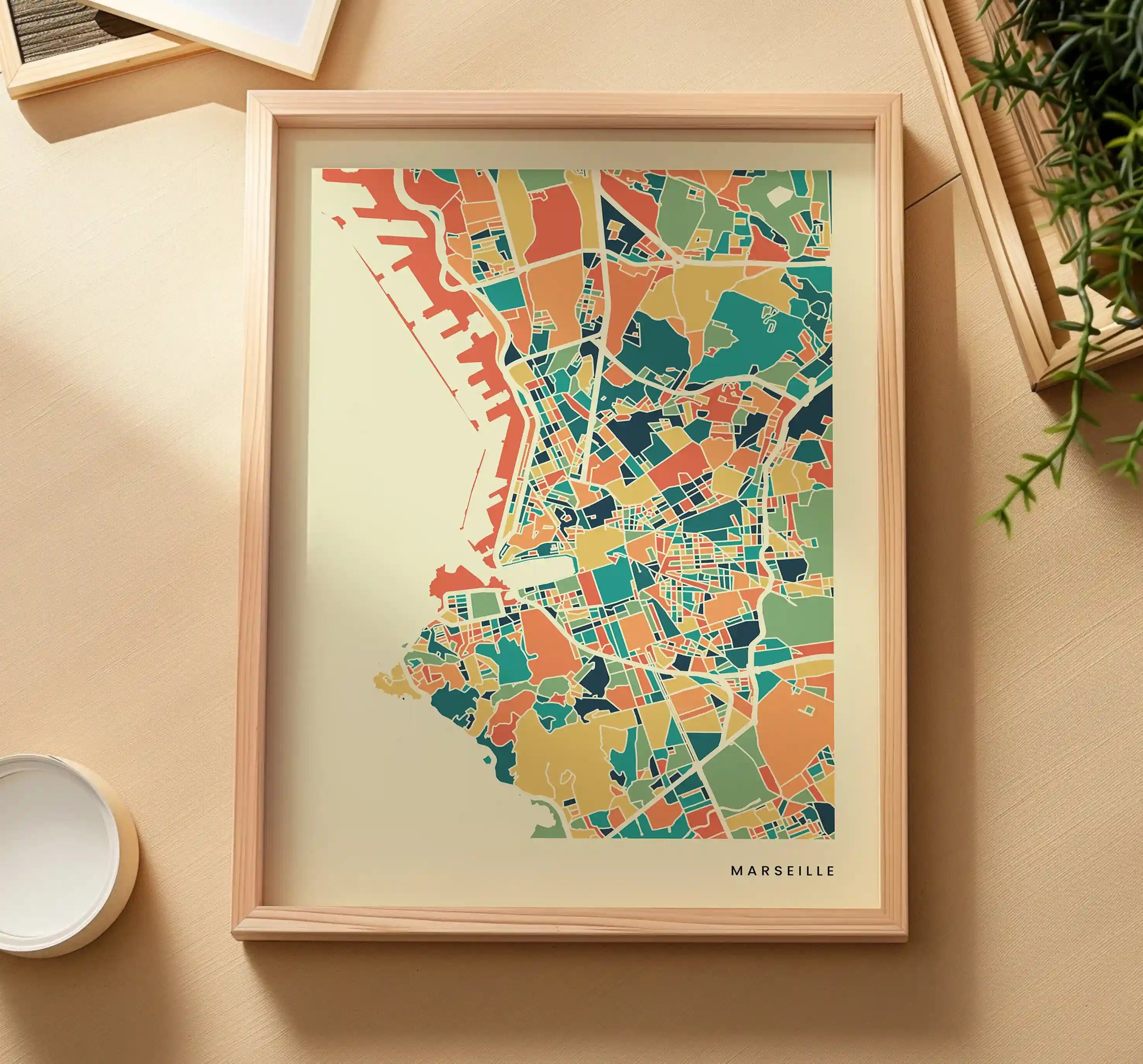 Marseille Stadtkarte Poster – Polychroma Modern Art Print