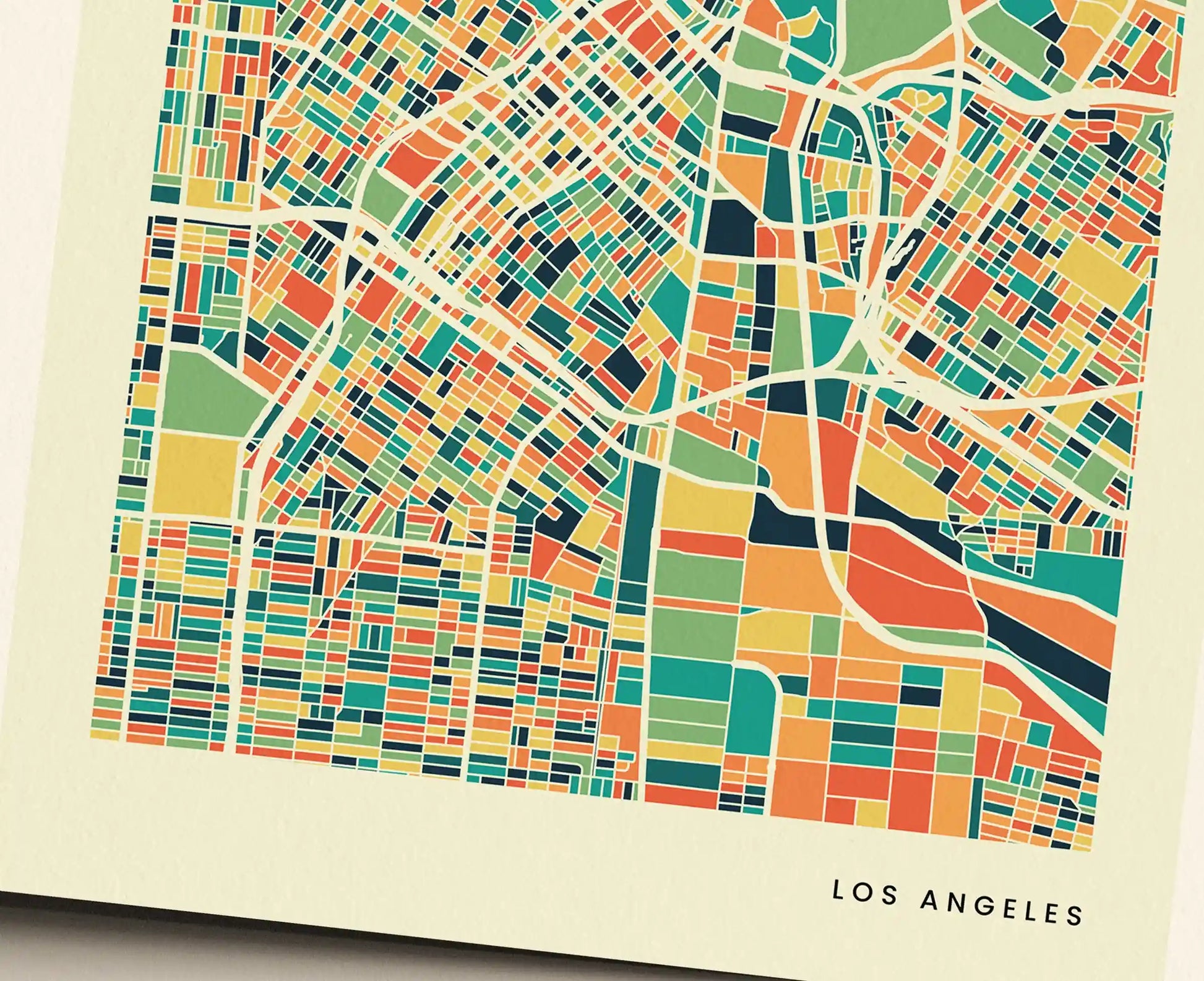 Los Angeles Stadtkarte Poster – Polychroma Modern Art Print
