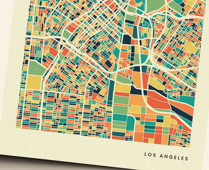 Los Angeles Stadtkarte Poster – Polychroma Modern Art Print