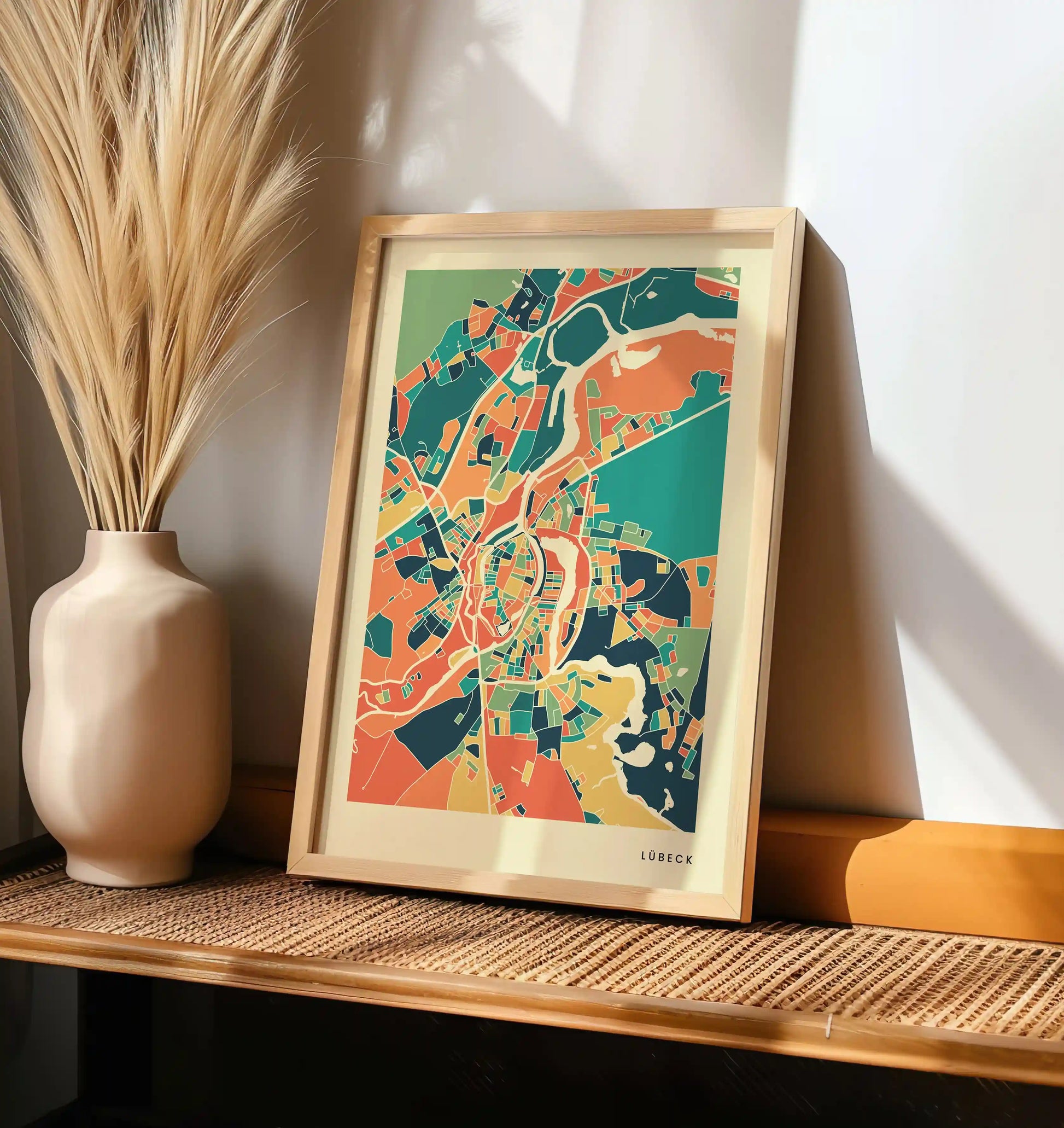 Lübeck Stadtkarte Poster – Polychroma Modern Art Print