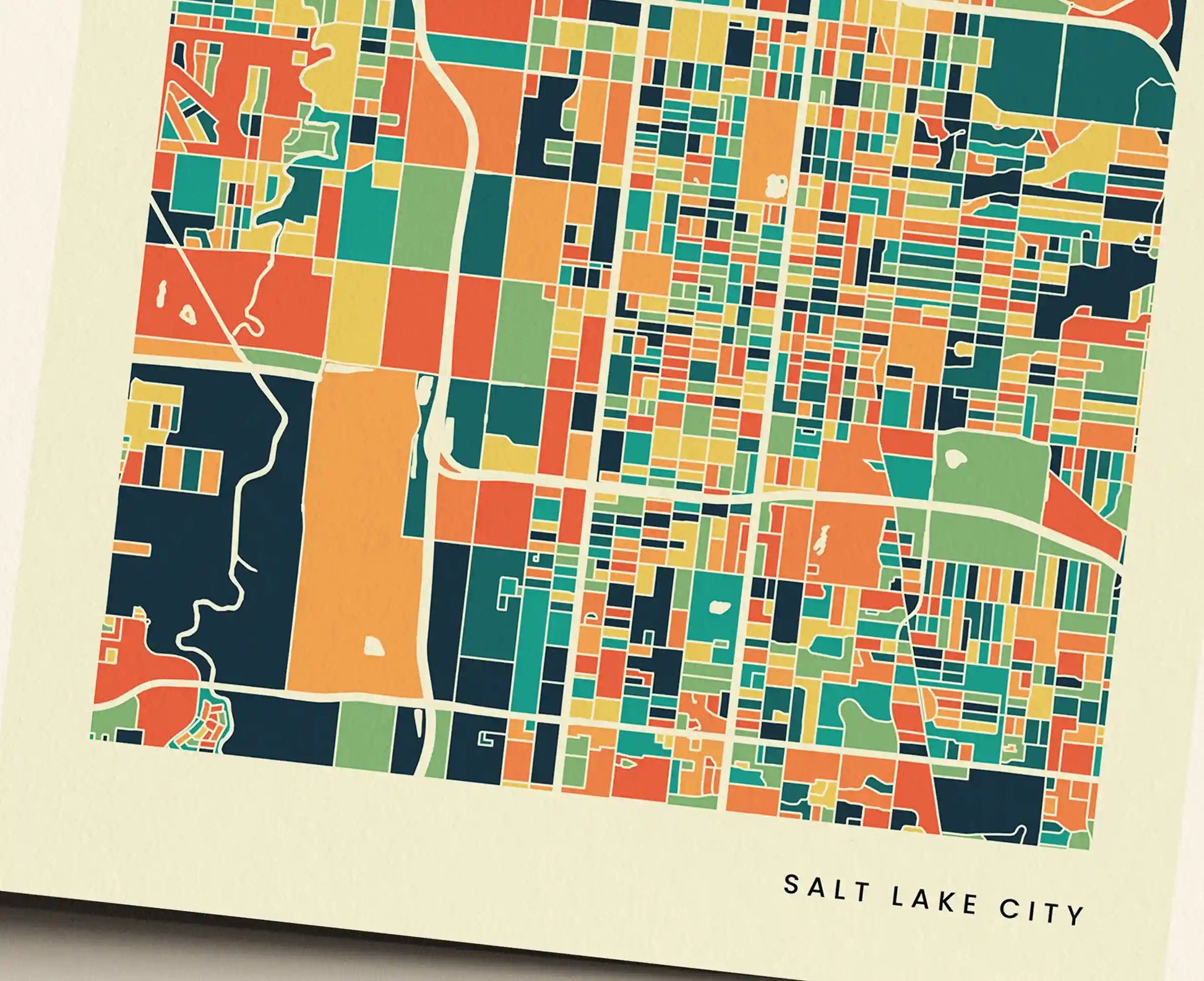Salt Lake City Stadtkarte Poster – Polychroma Modern Art Print
