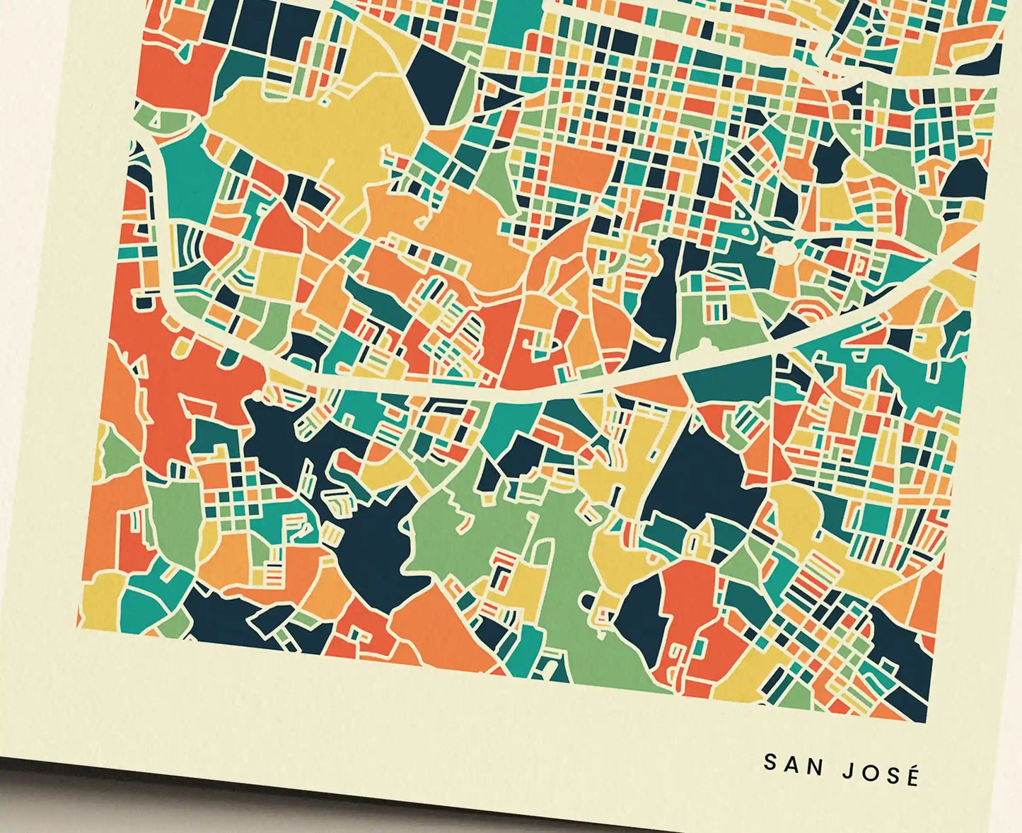 San José Stadtkarte Poster – Polychroma Modern Art Print