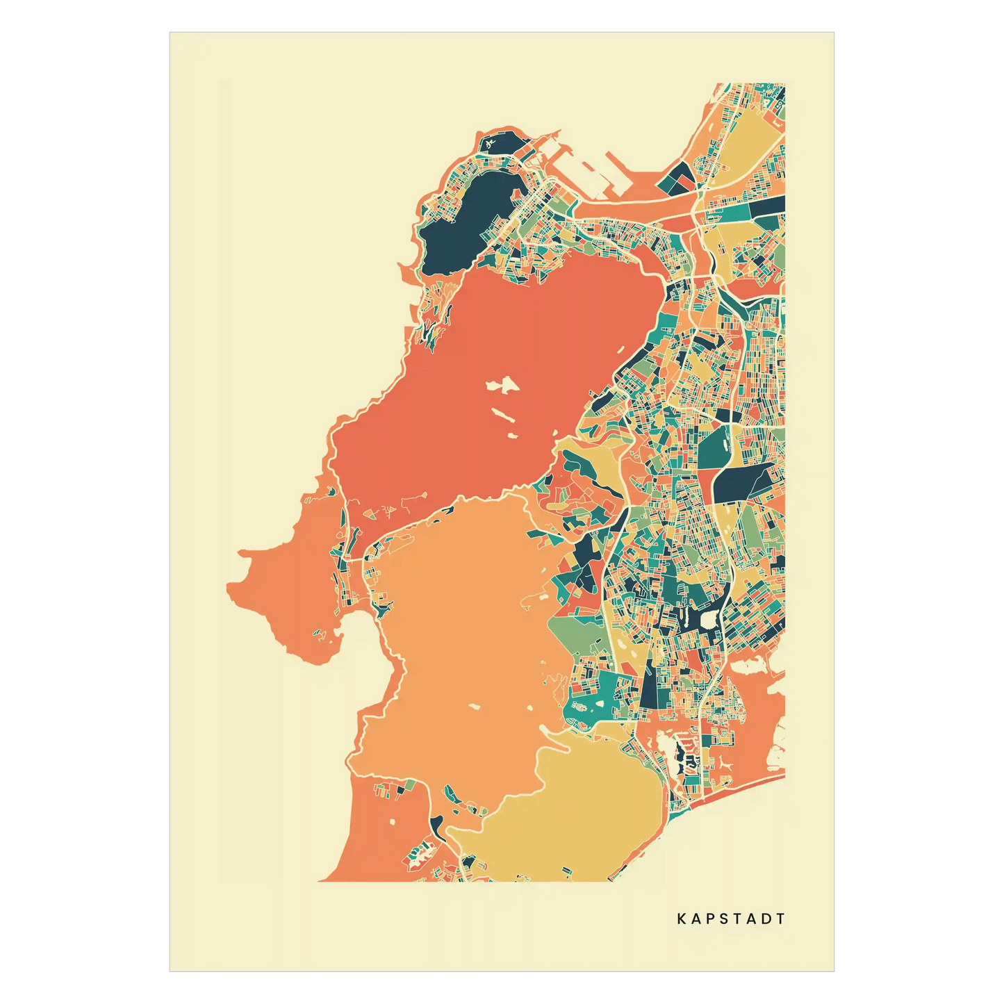 Kapstadt Stadtkarte Poster – Polychroma Modern Art Print