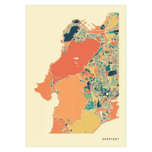 Kapstadt Stadtkarte Poster – Polychroma Modern Art Print