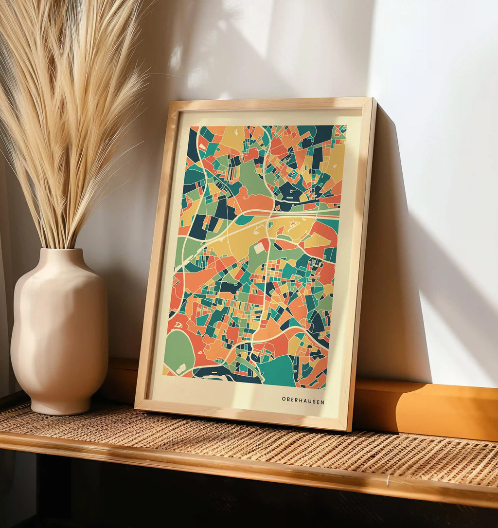 Oberhausen Stadtkarte Poster – Polychroma Modern Art Print
